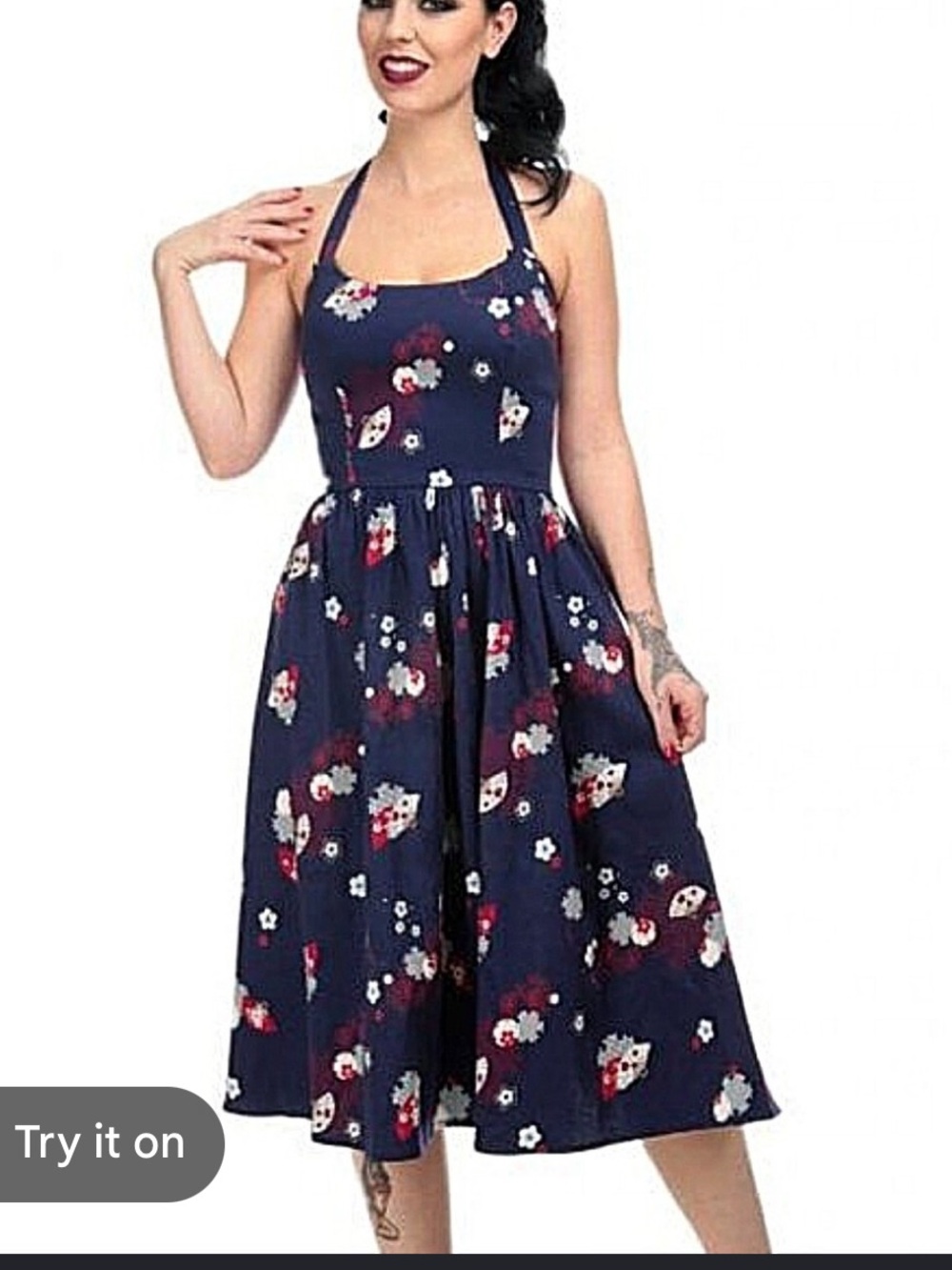 Collectif Cherry blossom & fans dress L